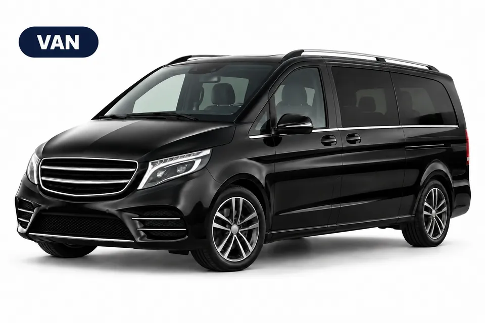Van noir de type monospace pour le transport de passagers